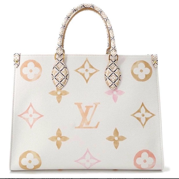 Louis Vuitton White and Gold Monogram Tote Bag - Picture 2 of 14